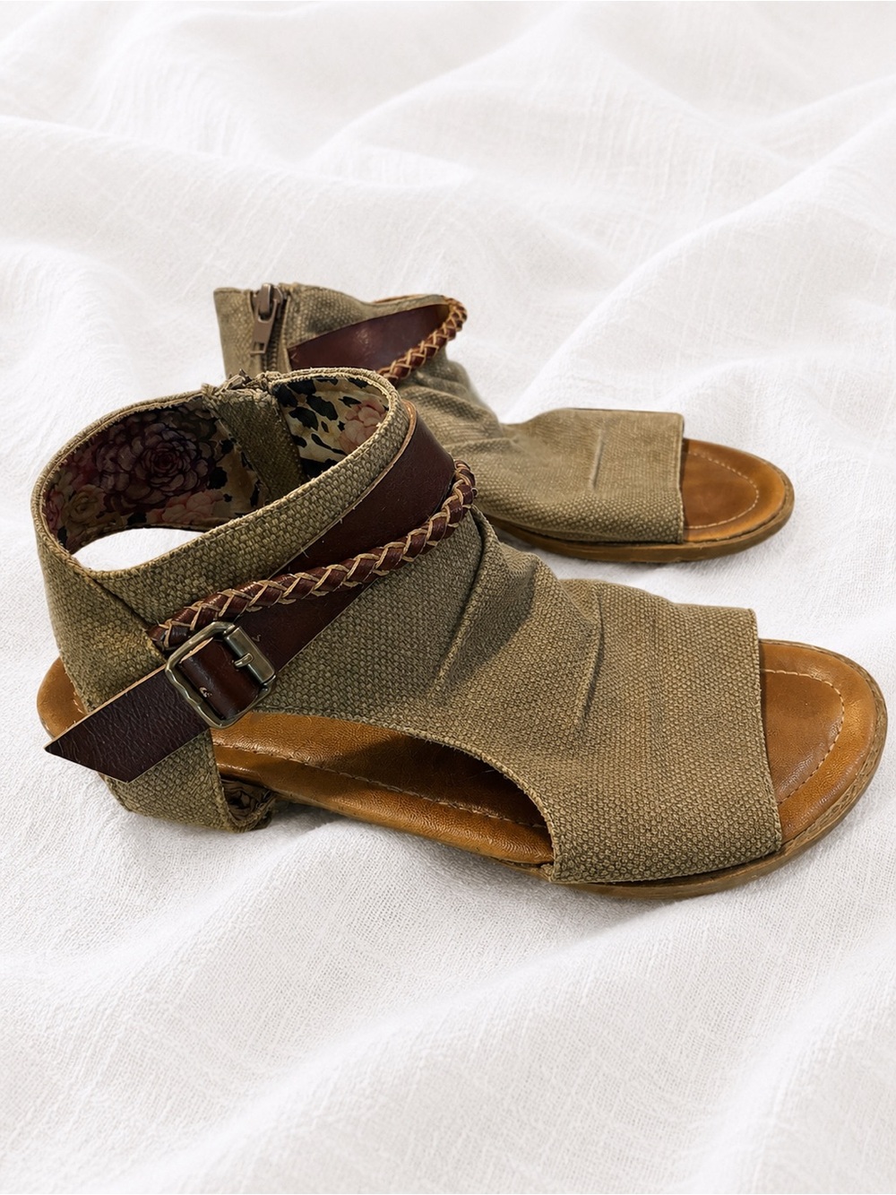 Blowfish Olive Green Braided-Strap Open Toe Sandals